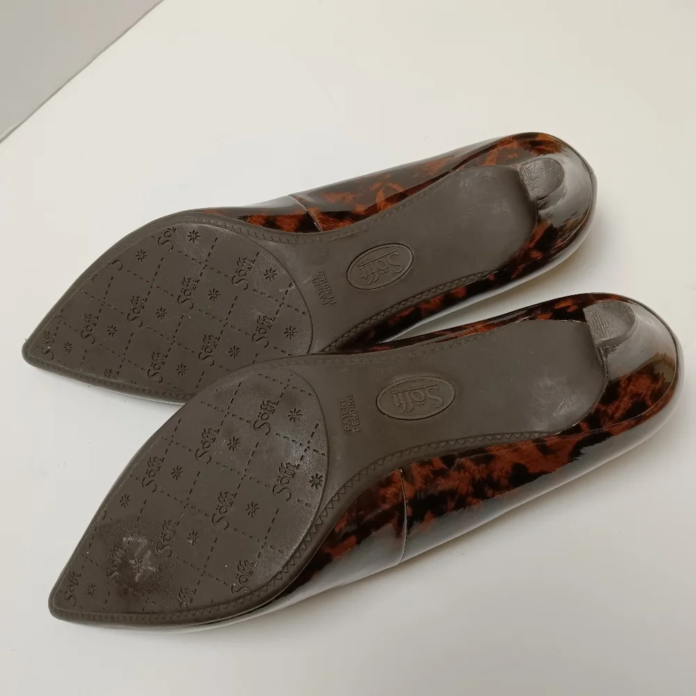 Sofft Animal Print Patent Leather Pumps/Heels 8 1/2 M Brown/Black